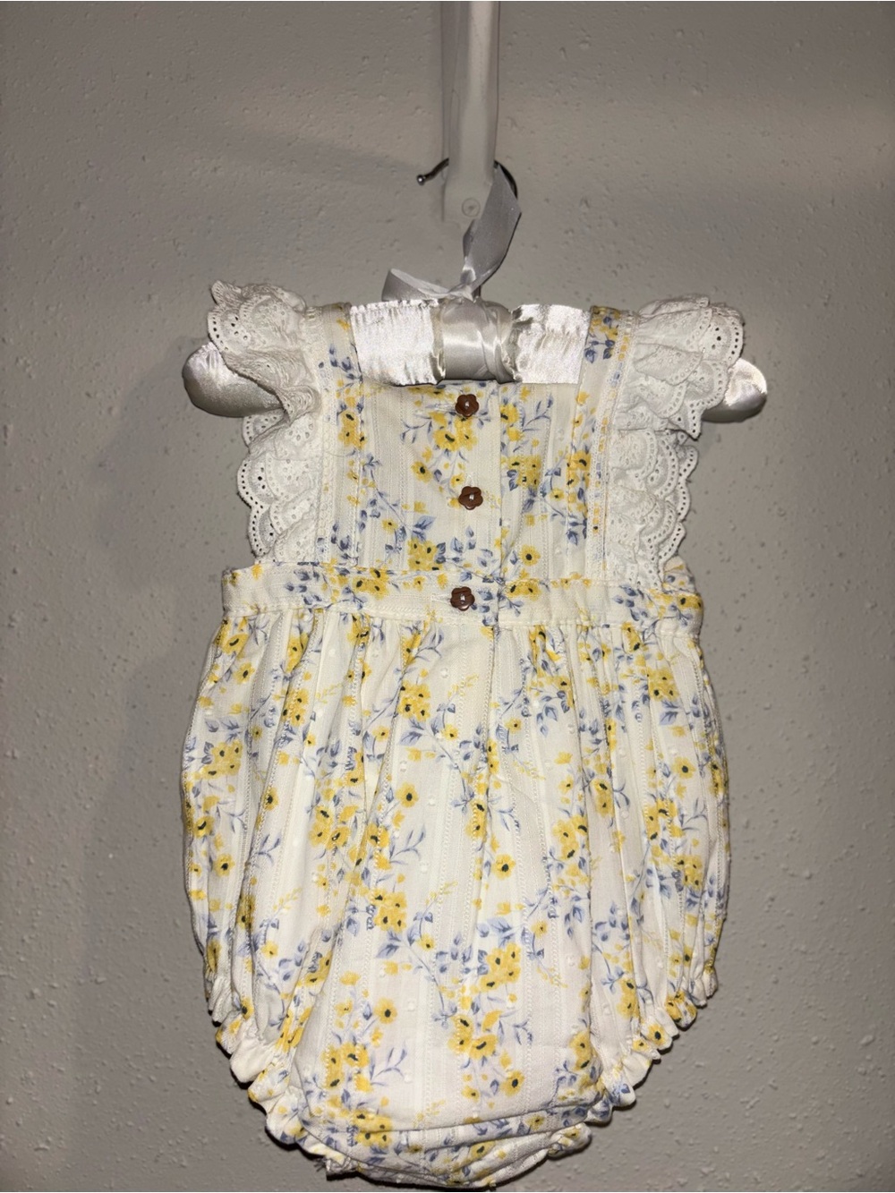 Lace-Trim Yellow Floral Baby One-Piece Bodysuit